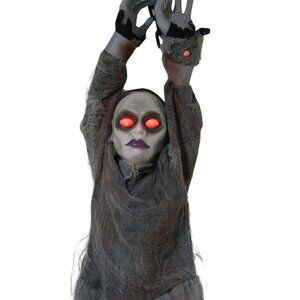 Halloween Talking Animated Witch Demoness Haunted Scary Creepy Hag Shrew Prop
